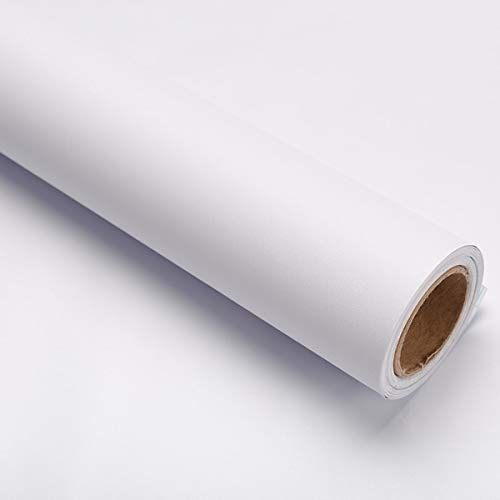 40cm x10m White Wallpaper Self Adhesive Vinyl Film Peel and Stick Wallpaper Furniture Stickers Sticky Back Plastic Removable DIY Decorative for Kitchen Living Room Bedroom Shelf Liner Upgrade Thicker