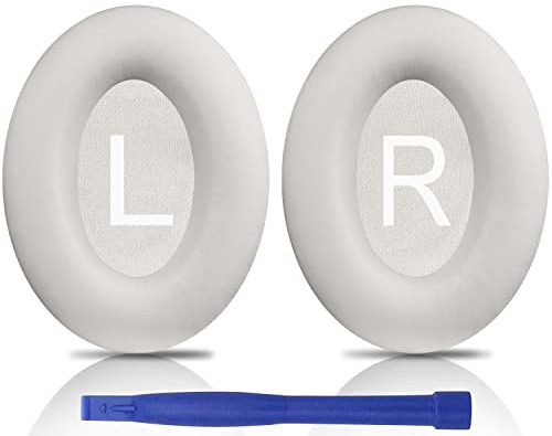 SOULWIT Earpads Replacement for Bose QuietComfort 45 (QC45)/QuietComfort SE (QC SE)/Quiet Comfort Wireless Over-Ear Headphones, Ear Pads Cushions with Softer Protein Leather - White Smoke