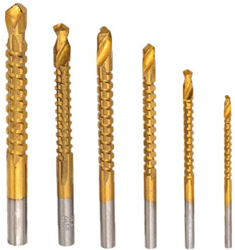 6pc Titanium Twist Drill Bit Set 3-8mm HSS Sawtooth Bits for Wood Metal Plastic Hole Saws