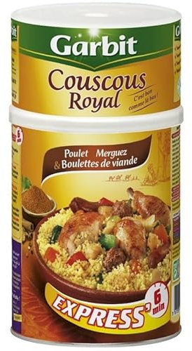 COUSCOUS ROYAL POULET MERGUEZ BOULETTES DE VIANDE - PLAT CUISINÉ 1,25KG, GARBIT, LOT DE 2