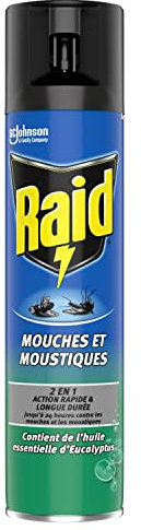 Raid Aerosol Mouches & Moustiques Eucalyptus 2En1 400Ml