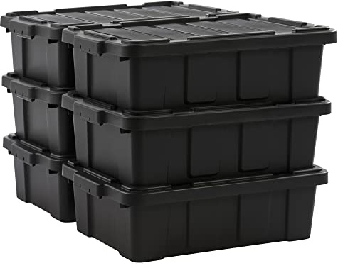 Iris Ohyama Heavy Duty Organisation Boxes, 25L, 6er-Set, Rot, Kompakt, Robust, Stapelbar, Aufbewahrungsbox, Für Garage, Regale, Umzug, Plastik, Utility, Werkzeugkiste, DDSKT-230