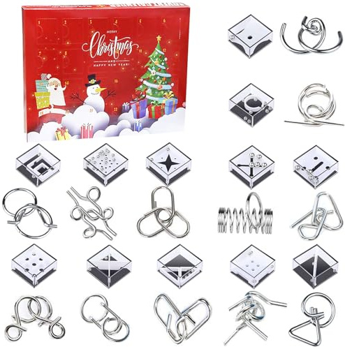 2023 Calendario de Adviento de Navidad, 24 unidades Mini Juegos de Rompecabezas para Niños y Adultos, juegos de paciencia, juego de habilidades para niños, juguete 3D, promueve la concentración (B)
