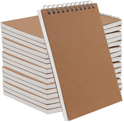 CHEUKYIU Bloc de notas en espiral A6, 16 unidades, en blanco, bloc de notas, bloc de dibujo, cubierta en blanco, cuaderno de bocetos para notas, viajes y graffiti, 60 hojas/120 páginas, 15 x 11 cm