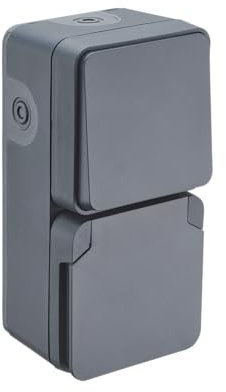 DEBFLEX - Cyklone - Interrupteur Va et Vient + Prise Extérieure Etanche - IP55 - Intérieur/Extérieur - Installation En Saillie - Anthracite - 150 x 75 x 65 mm