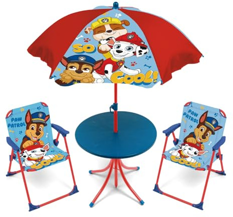 ARDITEX PW16153 Tisch-Set (50 x 50 x 48 cm), 2 Stühle (38 x 32 x 53 cm) und Sonnenschirm (Durchmesser 110 cm) von Nickelodeon-Patrol