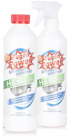 HiGloss Schimmelentferner Spray Fugen Power - 2x500ml, Effektive Schimmelbekämpfung - Für Silikonfugen in Haus & Bad