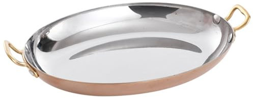 ANSNOW Padella per Paella Ovale Di 4 Dimensioni, Padella per Paella Spagnola in Acciaio Inossidabile Antiaderente Pentole per Paella per Pesce con Doppio Manico per Case o Ristoranti, 30 Cm, Padella