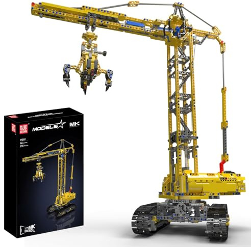 Mould King 17059 Technology Tower Crane Fixture Building Blocks Kit, APP Remote Control Crane Toys, Heavy Crane Model Blocks Set with Motor Toy (1731 PCS)