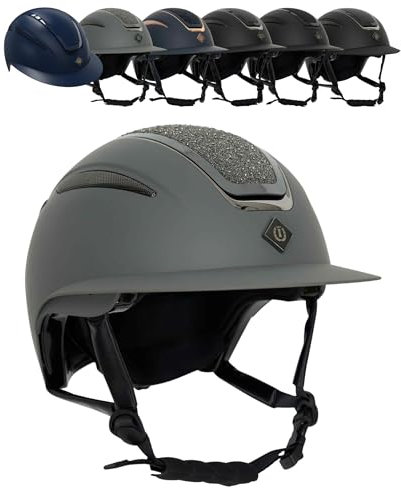 RL24 - Reithelm IRHOlania Deluxe von Imperial Riding | Reitkappe Kinder, Damen & Herren | mit großem Visor & optimalem Belüftungssystem | Helm zum Reiten | Reiterhelm in Grau | Größe M