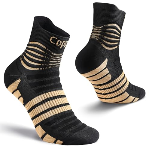 NEENCA Copper Compression Socks, Medical Ankle Support Socks for Injury Recovery & Pain Relief, Sport Protection, Women & Men Circulation, Swelling, Runner, Travel, Pregnancy, Flying—1 Pair, 20-30mmHg