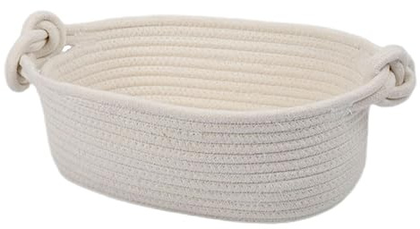 EPIGEIST Cesta de Almacenamiento Tejida de Cuerda de Algodón con Asas Decorativas Multiusos para Ropa Juguetes y Organización Baño Dormitorio y Despensa