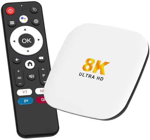 LEFFOT Android 14.0 TV Box 2025, M2 Plus 4K Ultra HD TV Box, 4GB RAM 32GB ROM, Smart TV Android Box, Supporto Controllo Vocale, 2.4G & 5G WiFi 6, BT 5.4, RK3528 Quad Core Arm Cortex-A53