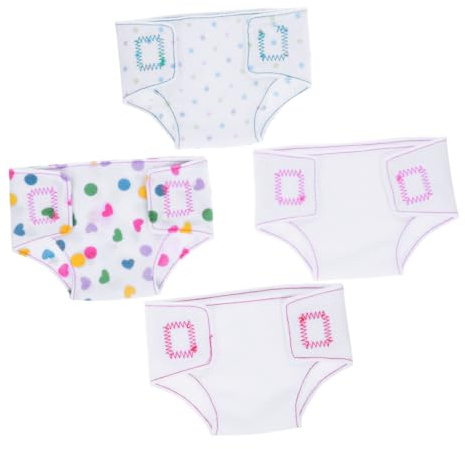 WOONEKY Pañales de Tela Reutilizables y Compatible Múltiples Muñecas para Muñecas de 18 Pulgadas , 4 Piezas , Material Cómodo para Juegos y Fiestas