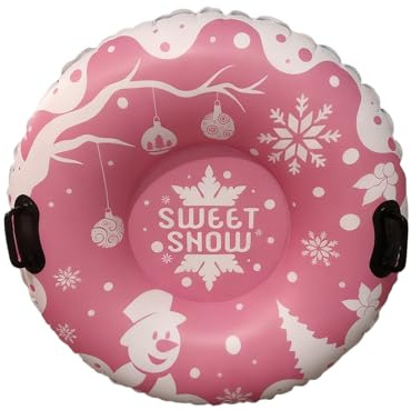 Snow Tube, Schneeröhren 100cm, Rosa Verdickt Aufblasbarer Schlitten Schnee Mit Griffen, Winter Sledding Sport Spielzeug Für Kinder Erwachsene