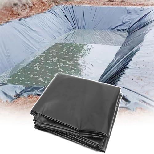 Revestimiento de polietileno negro resistente para estanques de peces y paisajismo, 11 x 12 m, membrana impermeable flexible para estanques de peces y paisajismo, preformados para pequeños estanques