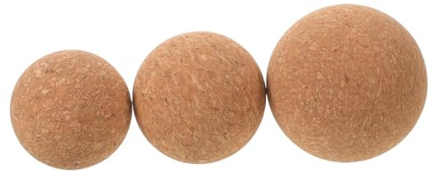 LALADEFIEE Lot de 3 Set de Boules de Massage en Liège 5/6/7 Cm Balles de Fascia pour Tissu Profond, Rouleaux Musculaires pour Yoga, Détente et Récupération, Massage des Fascias