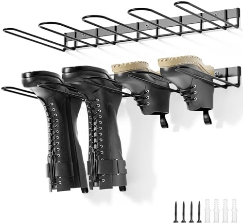 YIYAXIN 2Pcs Zapatero Botas Pared Metal, Perchas Soporte Botas Altas Resistente para 4 Pares, Estante Organizador Zapatos Vaquero Ganchos Bota Alambre Metálico para Armario, Entrada, Exterior, Garaje