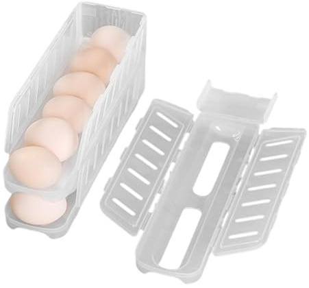 Automatic Rolling Egg Dispenser - 3-Tier Foldable Storage Tray, Refrigerator Eggs Organizer, Portable Camping & Kitchen Storage, Large Capacity Egg Rack | Clear Space-Saving Holder For Pantry Fridge