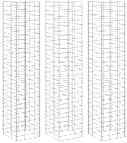 HFXHIJXQ Gabion Raised Garden Bed 11.8 x 11.8 x 78.7 in Silver Rust-Proof Iron Planter Box Privacy Fence Panels Outdoor Patio Screen for Yard Balcony