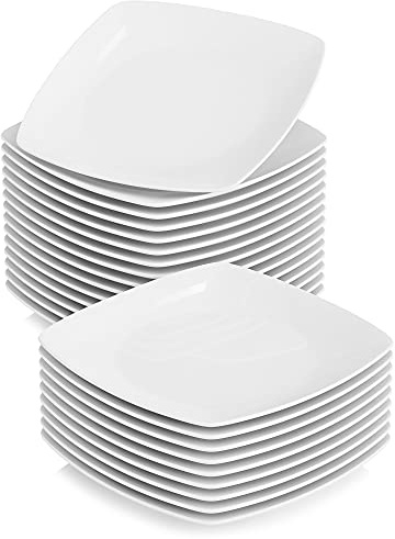 MALACASA middagstallrikar, tallrikar set med 24, 23 cm sidotallrikar desserttallrikar salladstallrikar vita porslinstallrikar, serie Julia