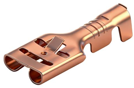 Heschen 100 Stück Flachsteckhülsen 6,3 mm Messing nicht isoliert für Kabel 1-1,5 mm²