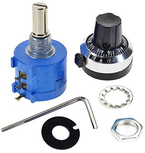 Onwon 5K Ohm Resistor 10 Turn Potentiometer 2W Wirewound Multi-Turn Adjustable Precision Potentiometer with 10 Turn Counting Dial Rotary Knob 6mm Shaft (5K Ohm)