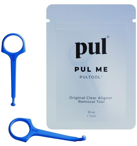 PUL Herramienta de extracción de alineadores - Azul | Gancho seguro e higiénico para Invisalign y retenedores | Diseño suave sin BPA para uso diario | Paquete de 2