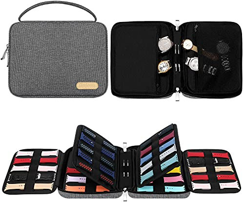 SIMBOOM 40 Bolsa de Organizador de Correa de Reloj, Expandible Correa de Reloj de Organizador Resistente a Derrames Nylon Caja de Almacenamiento de Correa de Reloj para Banda de Reloj, Gris