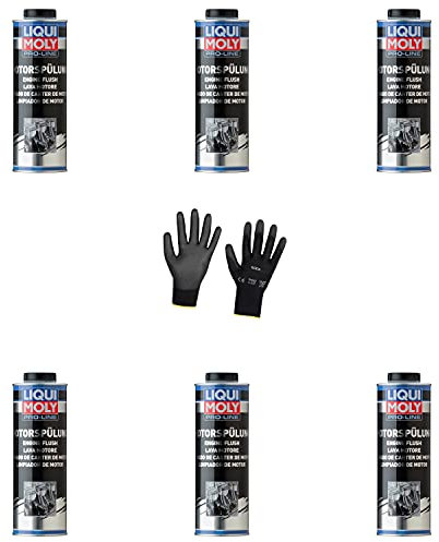Iloda 6xOriginal Liqui Moly 1l Pro-Line Motorspülung 2425 Schutzhandschuhe