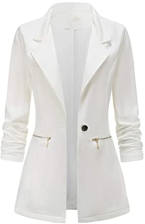 Onsoyours Blazer Donna Elegante Casual Cappotto Revers Slim Fit Ufficio Lavoro Business Blazer con 1 Bottone Corto OL Giacca Cardigan