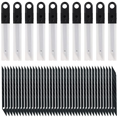 MANUFORE 100 Stück 9 mm Abbrechklinge für Cuttermesser Profi, 30 Grad Ersatzklingen aus SK5 Stahl Schwarz für 9 mm Universalmesser zum Schneiden von Tapeten, Papier, Augenbrauenstift, Basteln