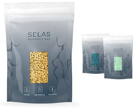Depilatory wax in pearls Gold 1kg SELAS. Hair removal without bands, for all areas and skin types, especially sensitive skin. Waxing wax, hot wax, beads, beans