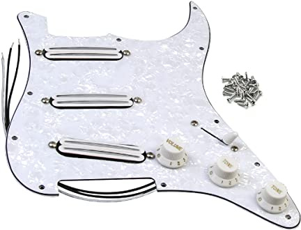 FLEOR 11 fori SSS prewired Loaded Pickguard con Alnico5 doppio set di pick-up ad alta uscita per ST SSS Style Chitarra Bianco perla
