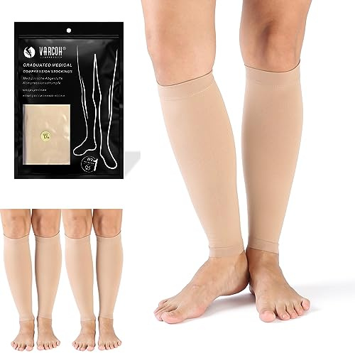 VARCOH Calze Compressione Graduata Donna, (2 paia) Fascia Polpaccio Compressione, Supporto solido Calze Compressione, indicato per gonfiore, esercizio fisico…