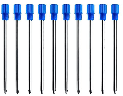 10 x austauschbare Kugelschreiberminen, 0,7 mm blaue Tinte, Rundspitze, glattes Schreiben, Kugelschreiber-Ersatzminen für Schule und Bürobedarf