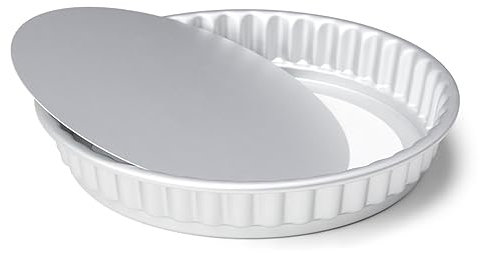 patisse Molde profesional para quiche con base suelta, de aluminio y sin revestimiento antiadherente, color plateado, diámetro de 26 cm