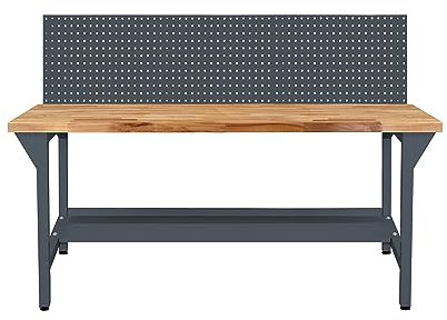 PROREGAL Rhino Plus Établi avec plaque perforée - H x l x P : 131 x 150 x 70 cm - Charge maximale : 500 kg - Gris anthracite - Table d'atelier - Table de travail