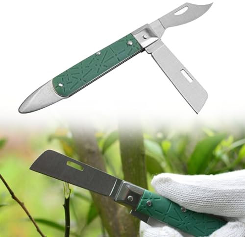 Cuchillo de Injerto Plegable de Acero de Alto Carbono, Cuchillo para Injertar árboles, Herramientas Profesionales de Acero Inoxidable, Multiusos Injerto de Brotes Tipo Plegable Plántulas árboles