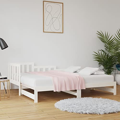 BaraSh Sofá Cama extraíble Dormitorio Cama Extensible Divan Cama Madera Maciza de Pino Blanco 2X(90x200) cm 820742