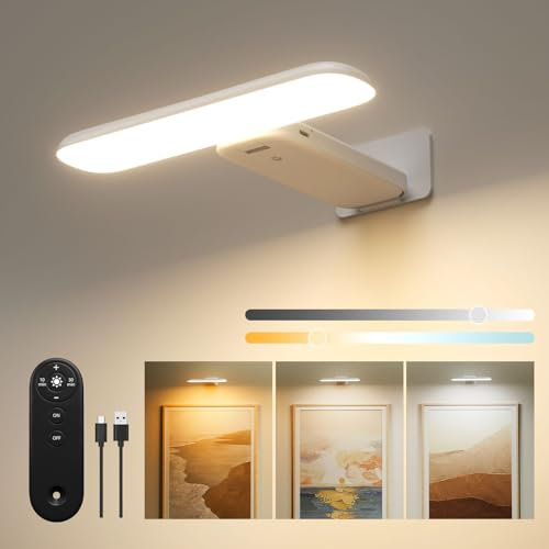 FULEN Battery Operated Picture Lights, Cordless Dart Board Lights, LED Wall Sconces for Pictures, Frames & Mirrors, 3 Color Temperatures, Remote Control