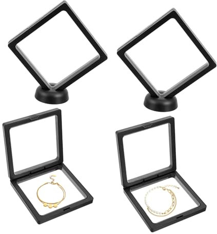WOFASHPURET 4 Sätze 3d-floating-frame-display-halter 3d-display-halter Steht Organizer Für Schmuckablagen 3d-floating-frame-anzeige Quadratischer Rahmen Schubladeneinsatz Für Ohrringe Black