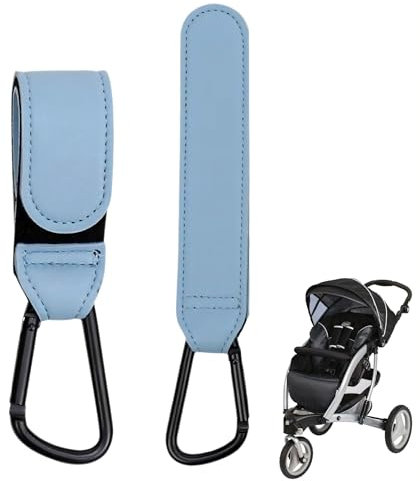 SGERUFZ 2 Stück Kinderwagen Haken für Wickeltaschen, Kinderwagenhaken Taschenhaken, Anhänger für Kinderwagen, Klettverschluss (Universeller Passform)