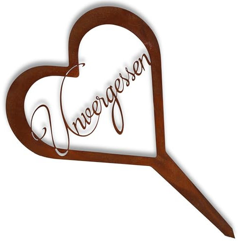 Rostikal Grabschmuck Wetterfest 35 cm - Empathisches Herz Aus Stahl Für Grab Deko - Unvergessen Friedhof Deko Für Trauer, Zeitloses Grabschmuck Design aus Hochwertigem Metall