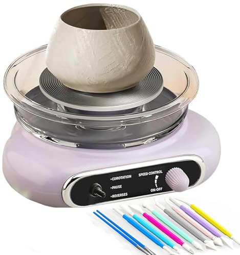 Mini Tornio per Ceramica – Tornio Elettrico Rotante da 4,7, per Adulti E Principianti, Include 8 Strumenti in Plastica, Ideale per Bambini, Adolescenti E Progetti Fai-da-Te in Argilla Gray