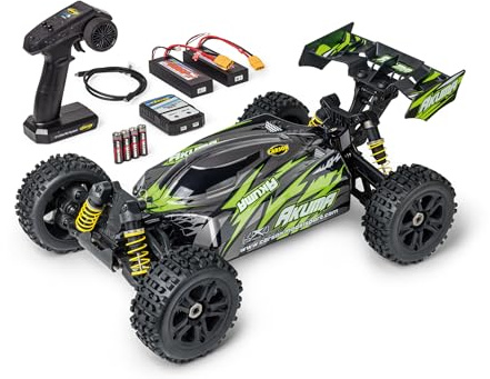 Carson 500409082 1:8 Akuma Buggy 4WD 100% RTR grön – fjärrstyrd bil, offroad, hög kvalitet, RC fordon, RC bil 70 km/h, fjärrstyrd buggy, borstlös motor