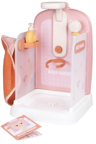 Smoby - Baby Nurse - Shower - For Dolls Up To 40 Cms - Functional Shower Head - Numerous Accessories - Recycled Material - From 3 Years Old