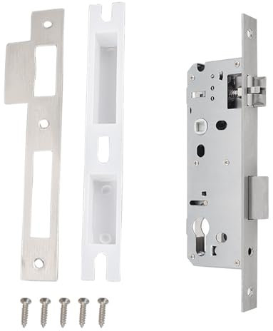 ACESOME Cerradura de aluminio para marco de tubos, cerradura de puerta de casa, cerradura para puerta de jardín, cerradura de embutir para puerta de habitación (45 mm de mandril)