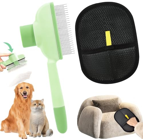 Gant Poil Chat et Peigne Autonettoyant Pour Animaux Compagnie, Double Face Brosse Poils Animaux, Gants D'épilation D'animaux Pour Chien et Chat, Utilisé Pour Nettoyer les Poils des Chats et Des Chiens