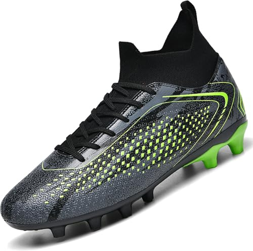 situkeke Mens Football Boots Spike High Top Football Shoes Astro Turf Trainers Soccer Cleats Boy's Professional Athletic Shoes,Black,EU43